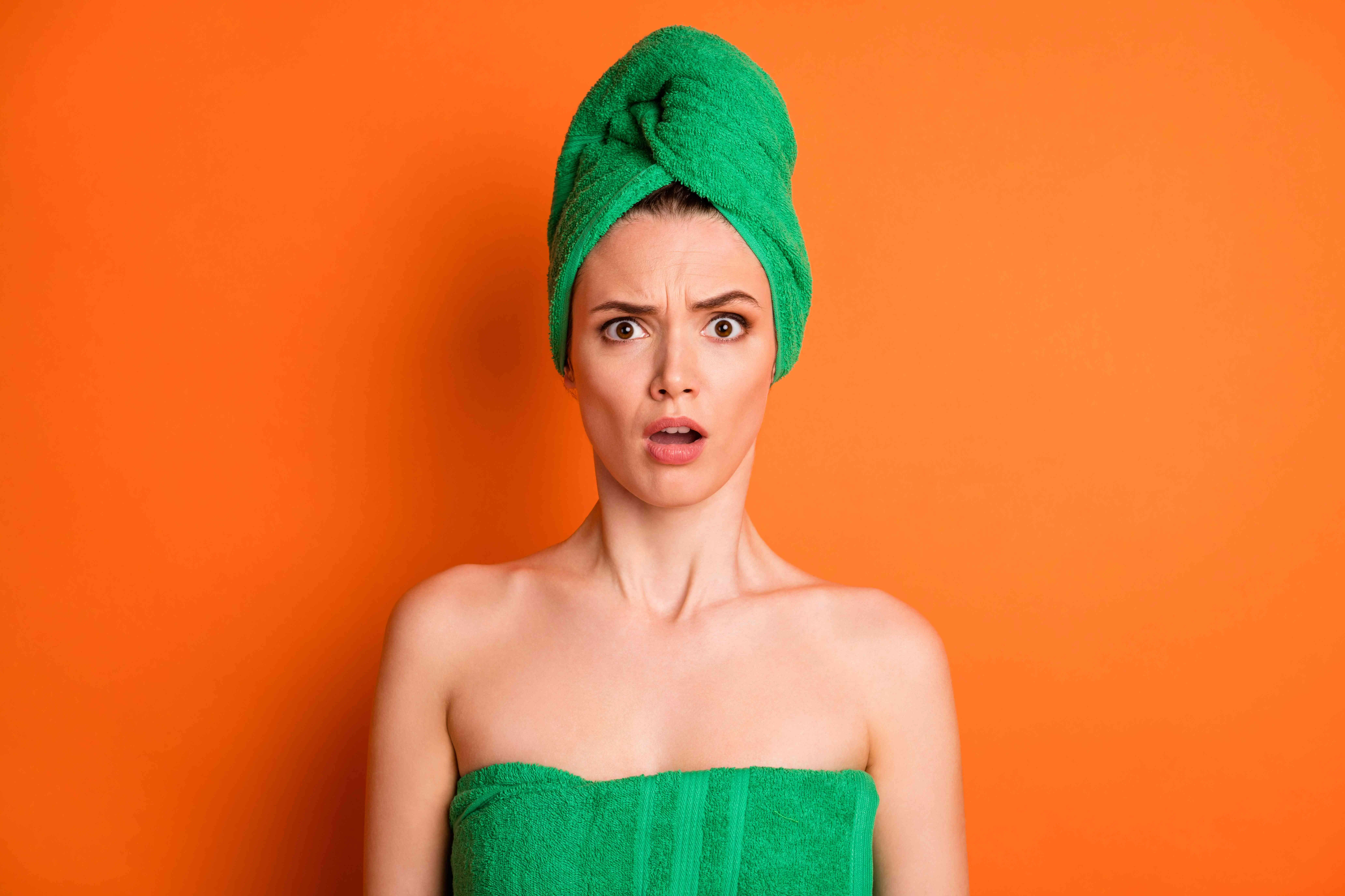 Woman with green towel on head in Brooklyn, NY | Mrs. Webb Aesthetic